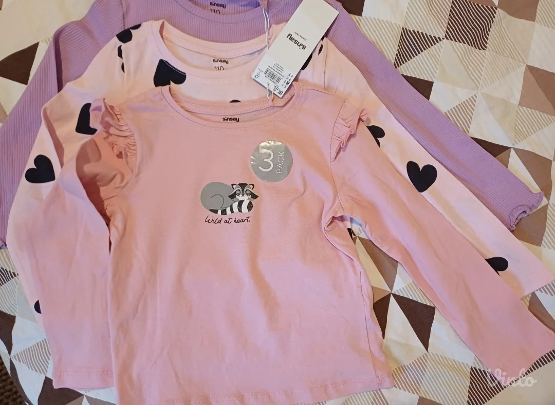 3 majice dugih rukava za devojčicu 4/5 godina (NOVO)