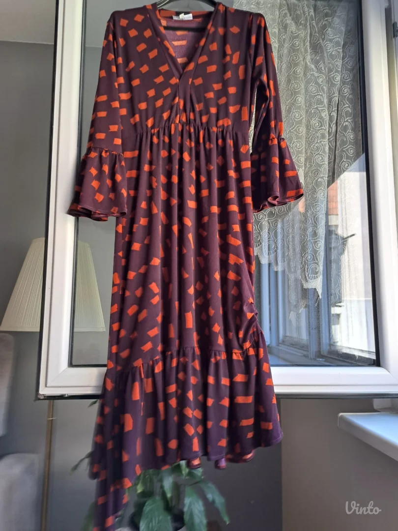 Asimetrična, braon haljina - NOVO!