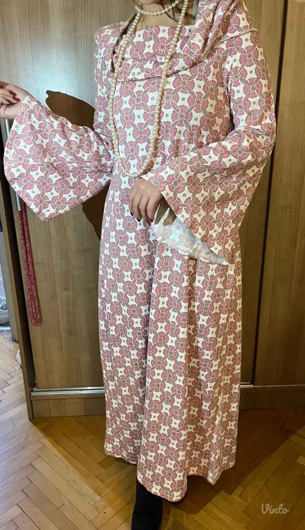 Asimetrična roze haljina sa dezenom - NOVO!