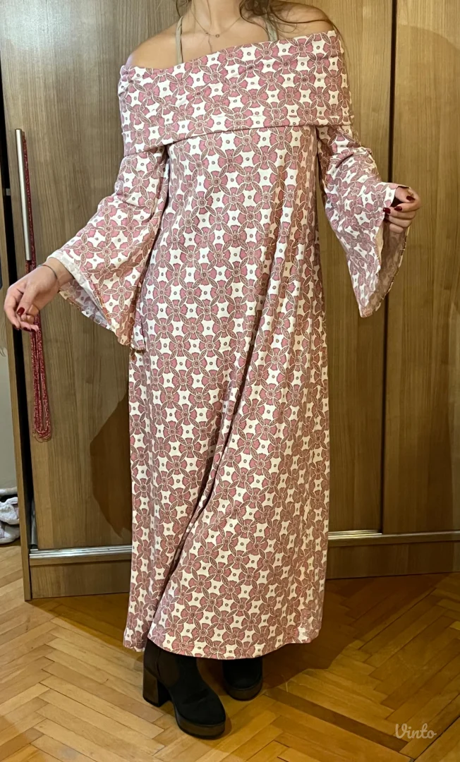 Asimetrična roze haljina sa dezenom - NOVO!