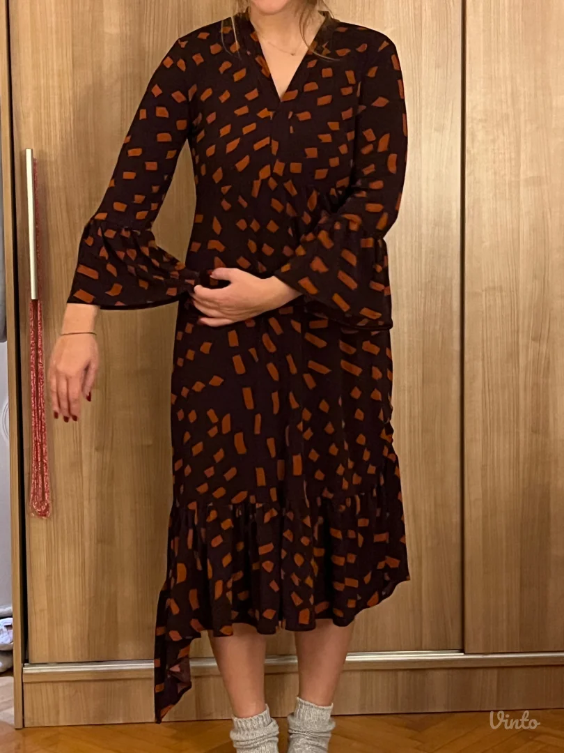 Asimetrična, braon haljina - NOVO!