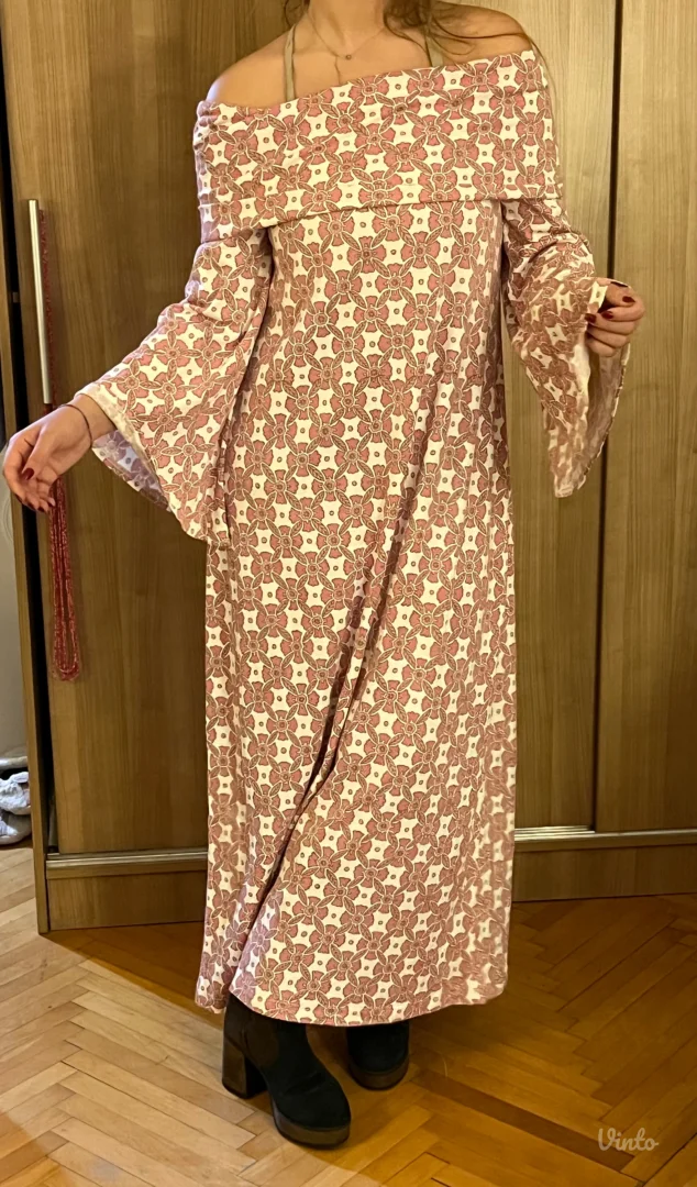 Asimetrična roze haljina sa dezenom - NOVO!