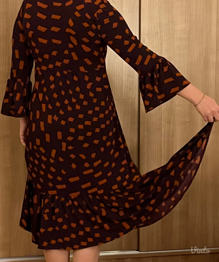 Asimetrična, braon haljina - NOVO!