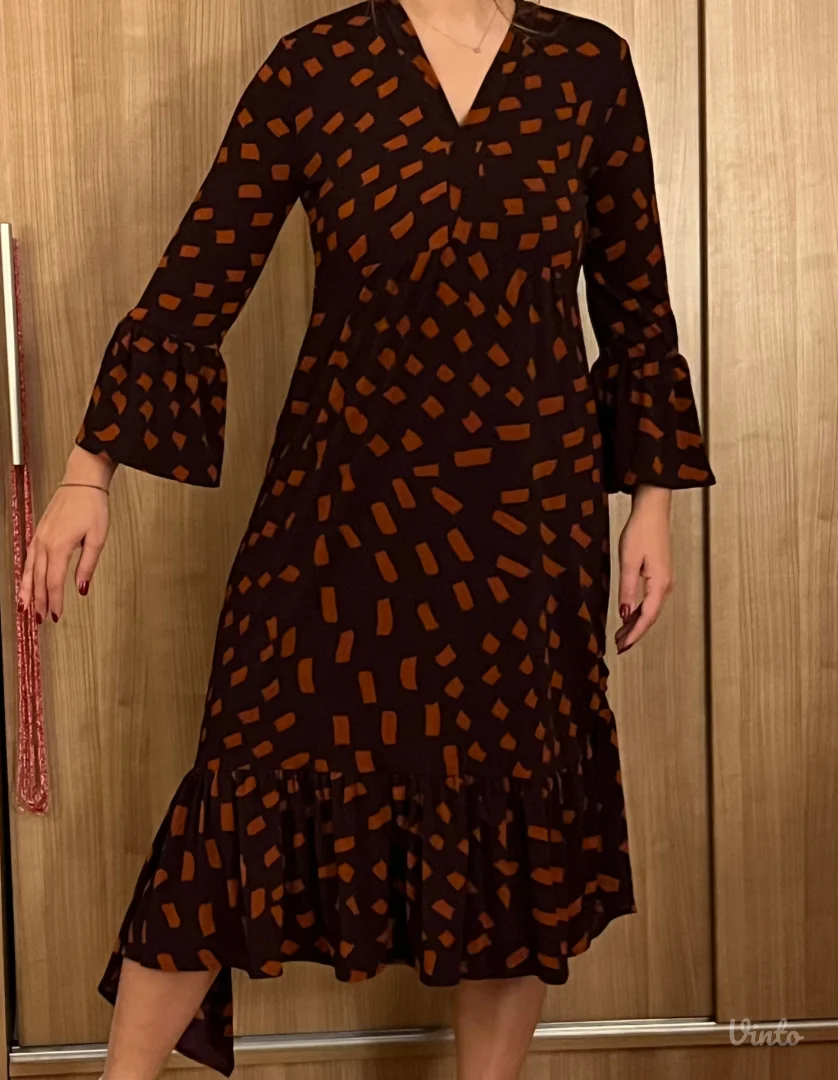 Asimetrična, braon haljina - NOVO!