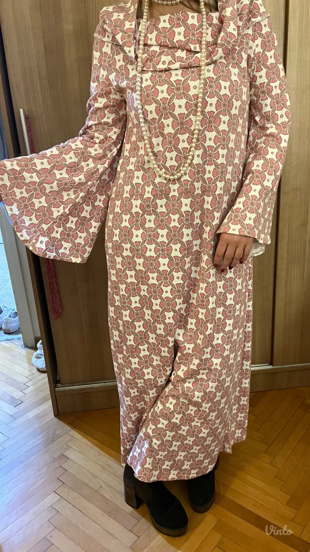 Asimetrična roze haljina sa dezenom - NOVO!