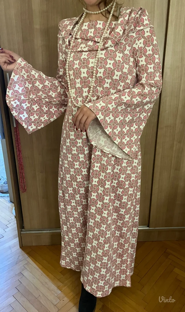 Asimetrična roze haljina sa dezenom - NOVO!