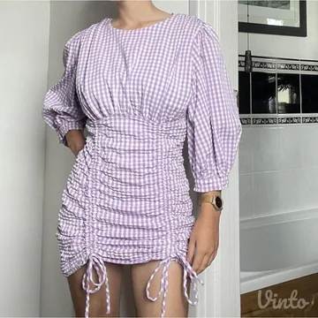 Zara lila haljinica sa puff rukavima S
