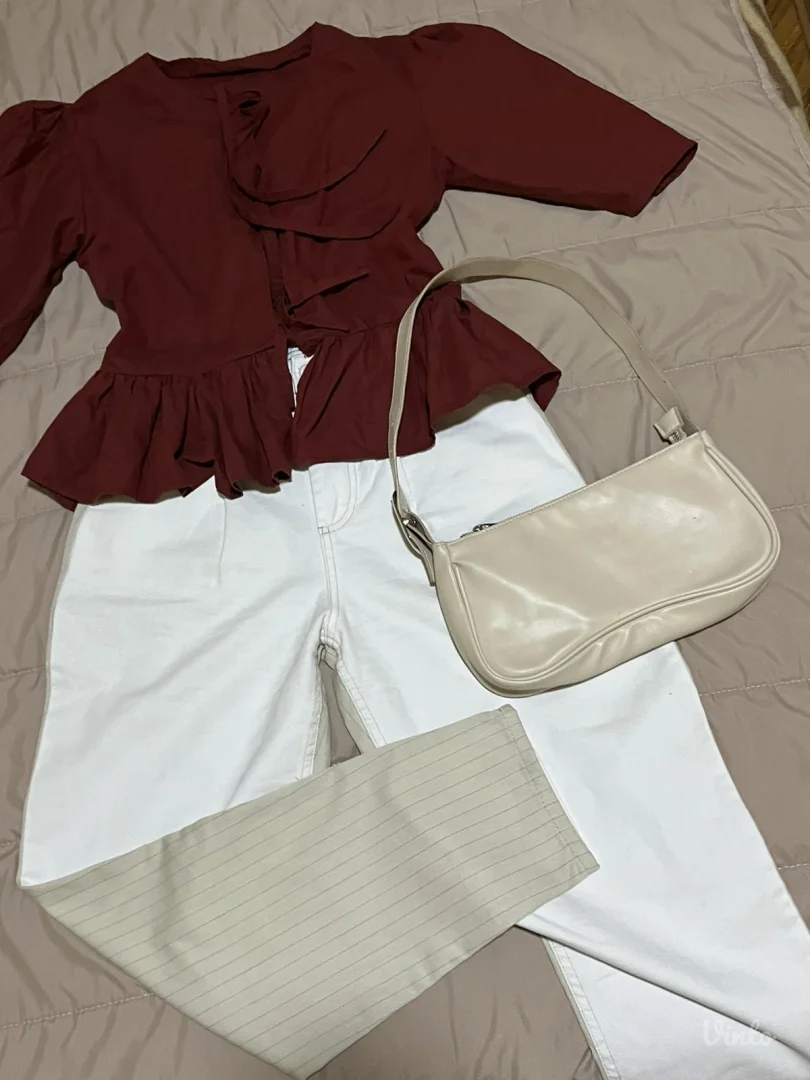 KOMPLET bluza, farmerice i torbica