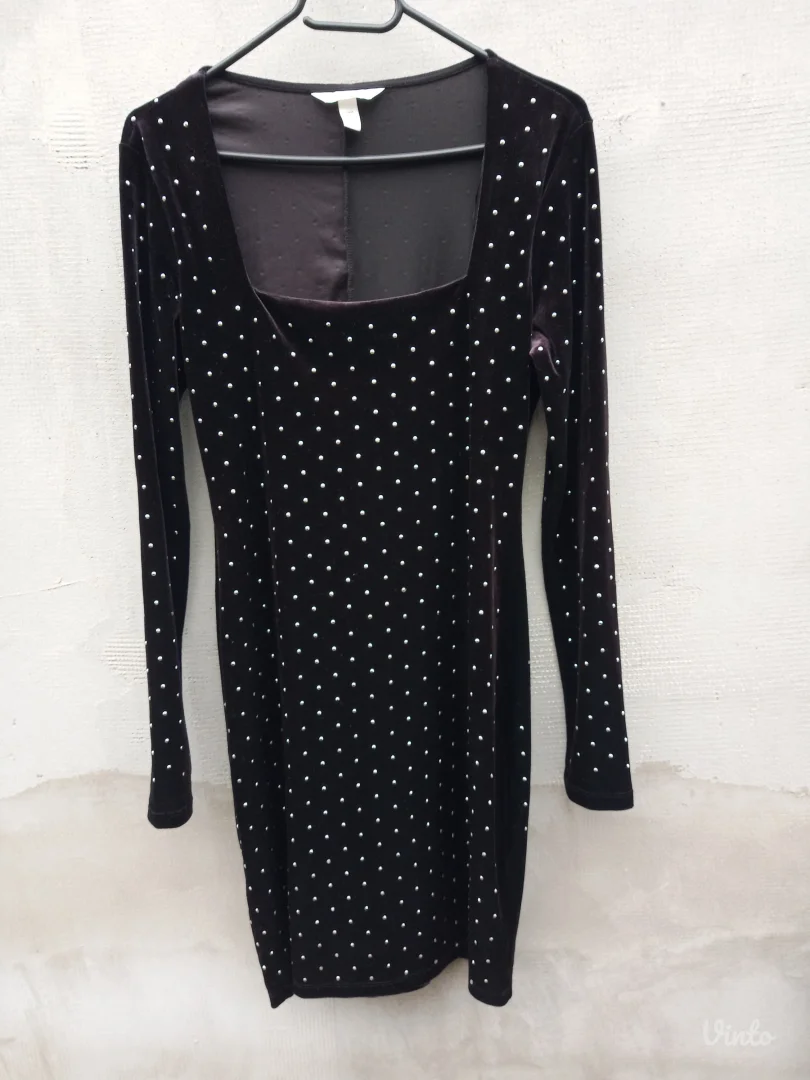 H&M HALJINA plisana crna VEL.M