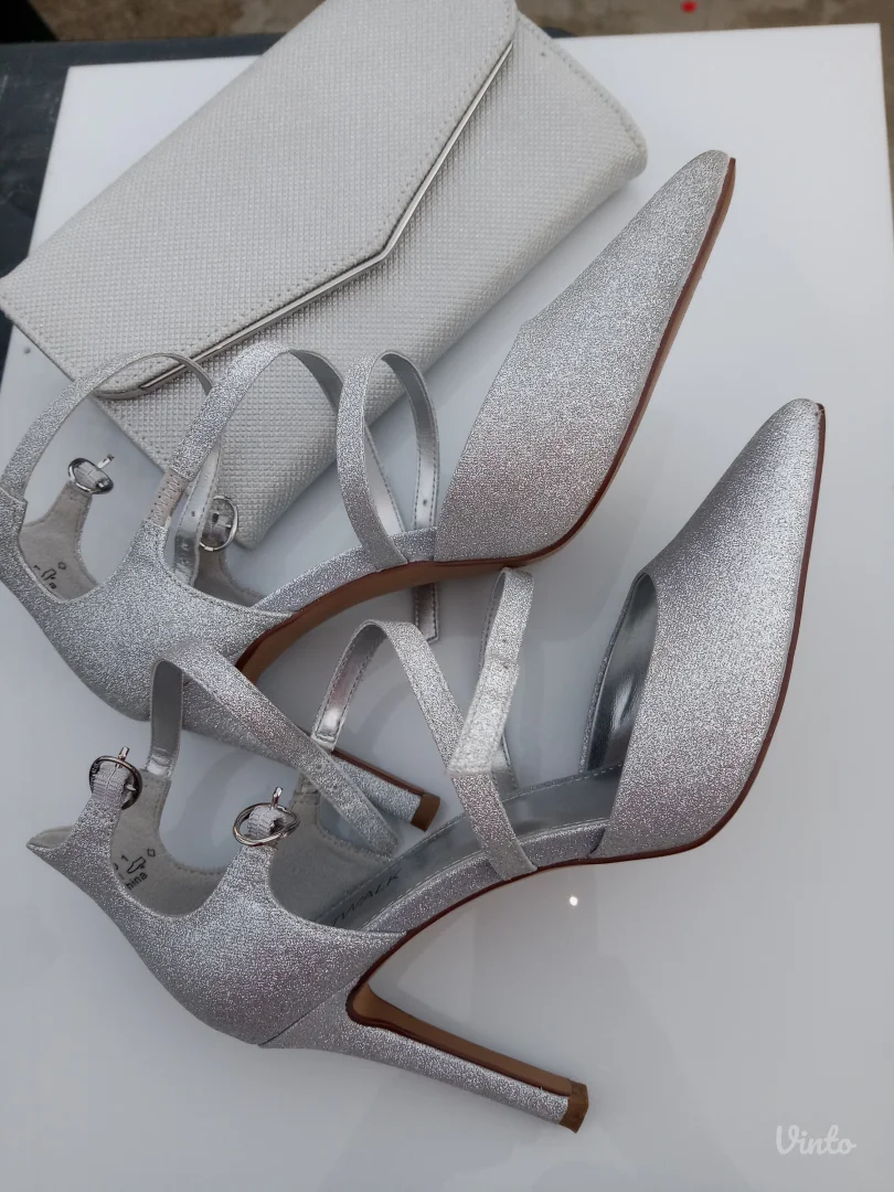 SALONKE SREBRNE br.37 i srebrna torbica