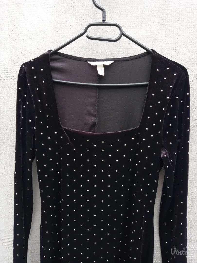 H&M HALJINA plisana crna VEL.M