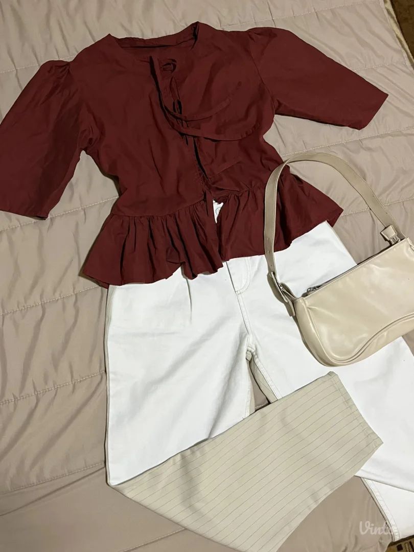 KOMPLET bluza, farmerice i torbica