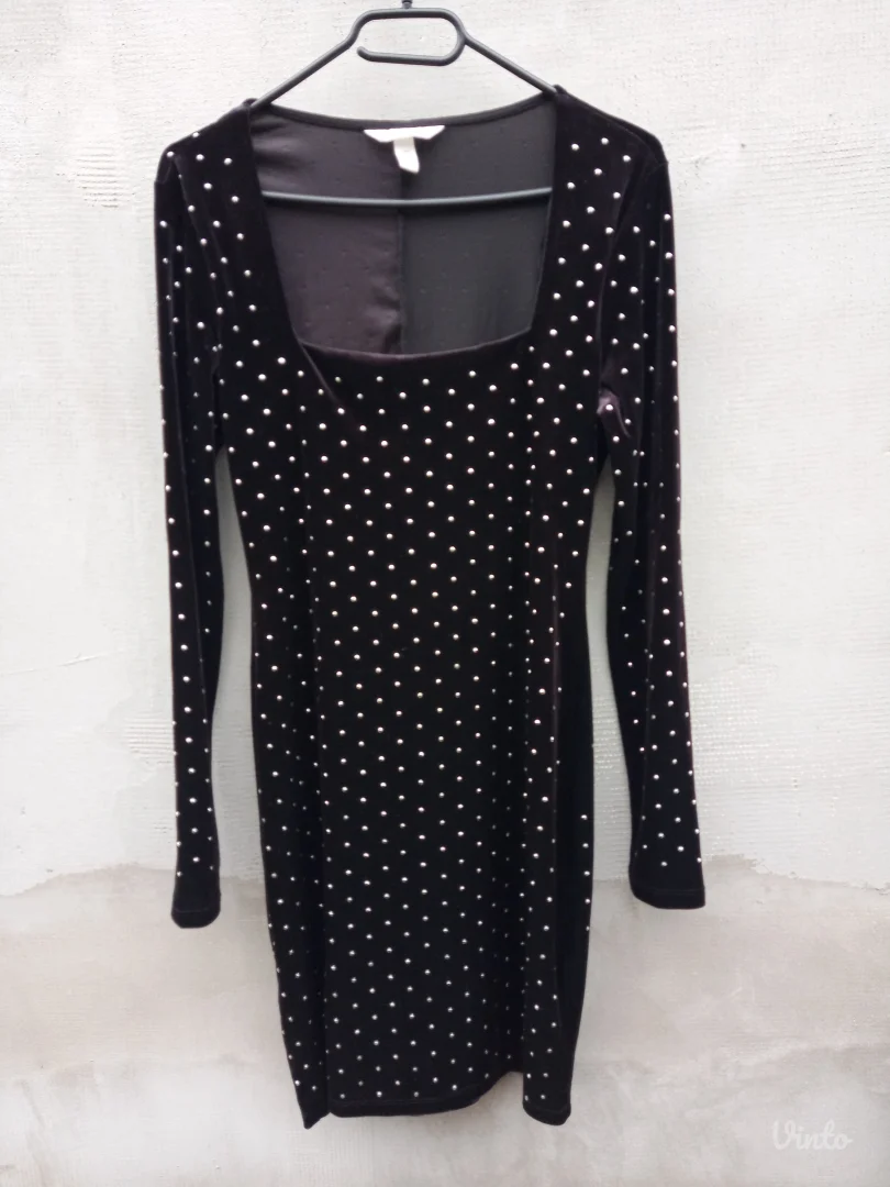 H&M HALJINA plisana crna VEL.M