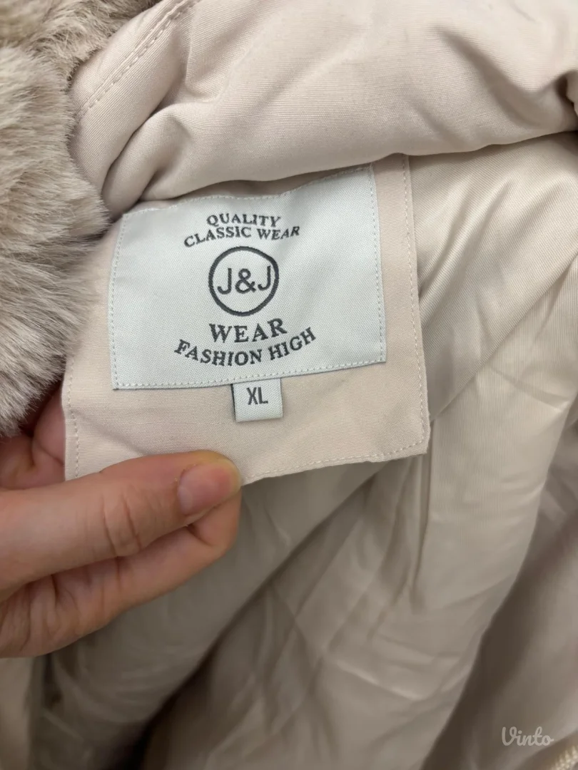 ✨ NOVO! Puf Jakna sa Pojasom i Luksuznim Krznom - Krem/Bež (Realna vel. M/L)