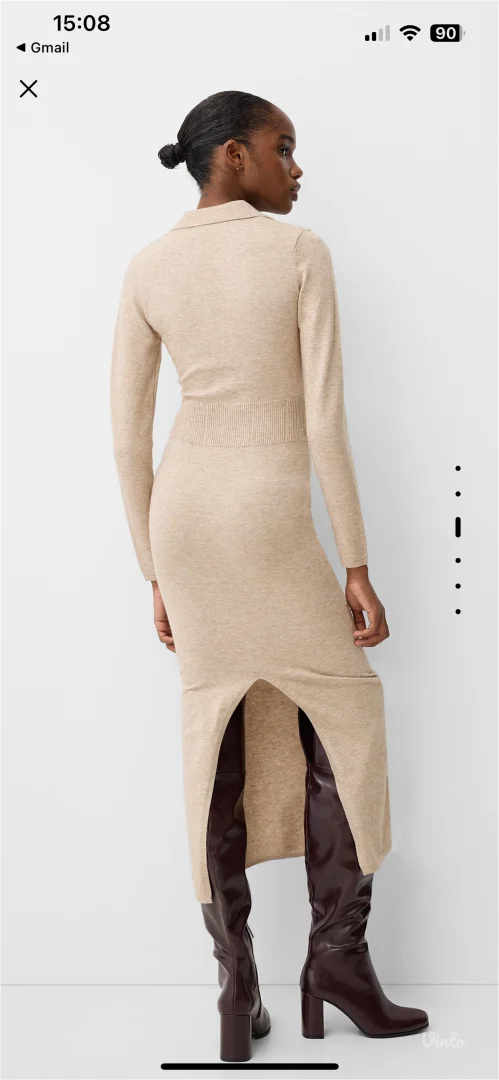 Midi strukirana haljina dugackih rukava