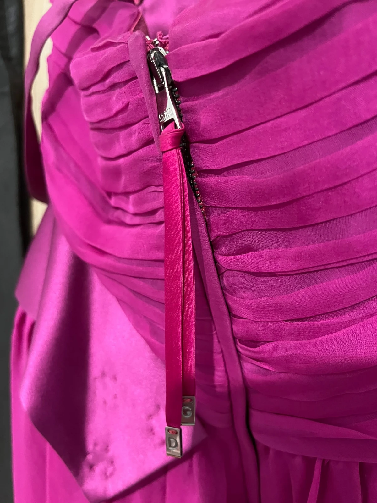 Dolce&Gabbana original fuchsia pink bow silk sleeveless dress