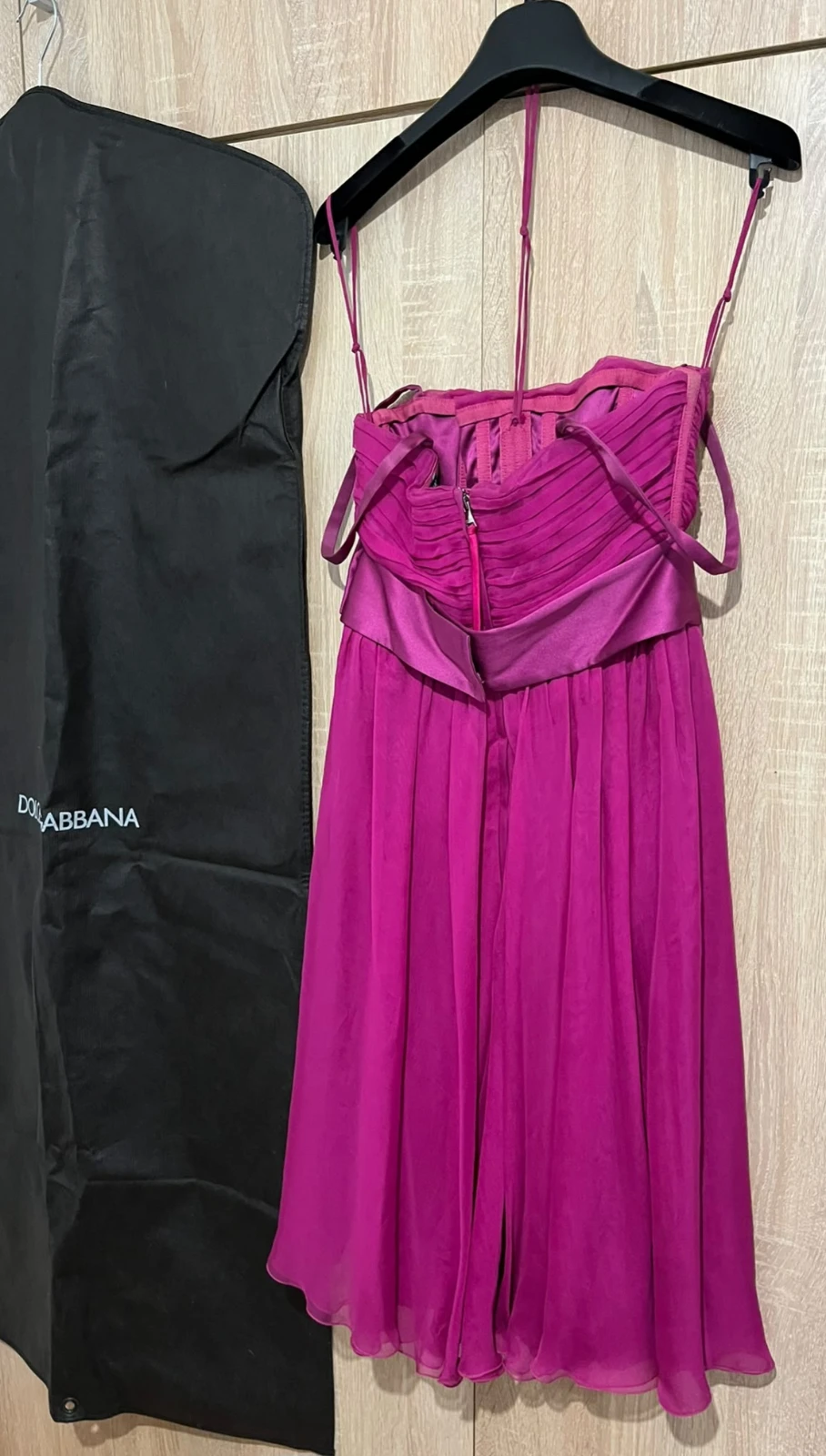 Dolce&Gabbana original fuchsia pink bow silk sleeveless dress