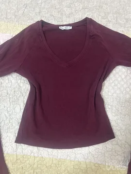 Bordo uska majica sa dugim rukavima
