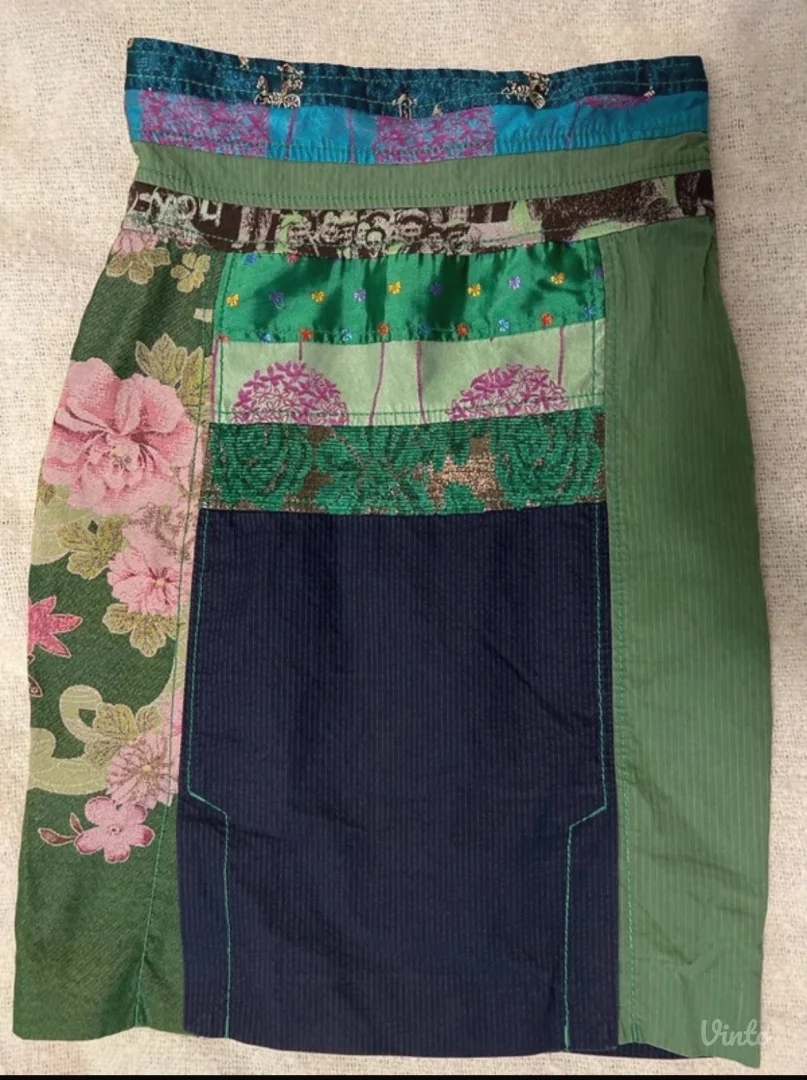 Desigual patchwork suknja L/40 zelena multikolor