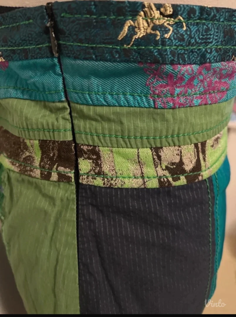 Desigual patchwork suknja L/40 zelena multikolor
