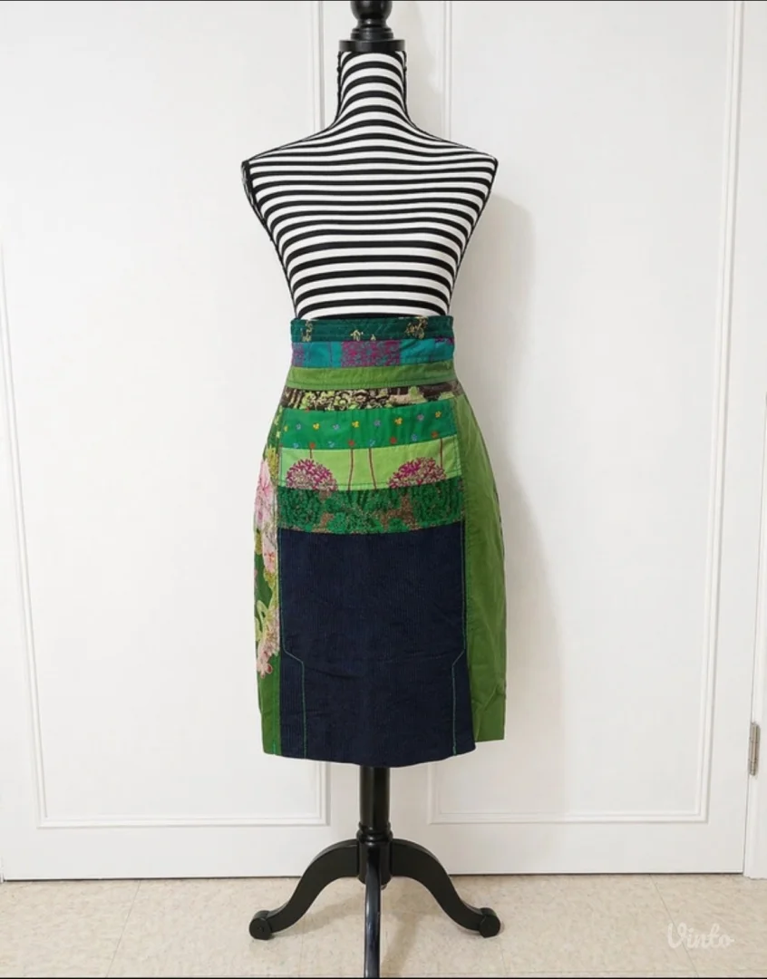 Desigual patchwork suknja L/40 zelena multikolor