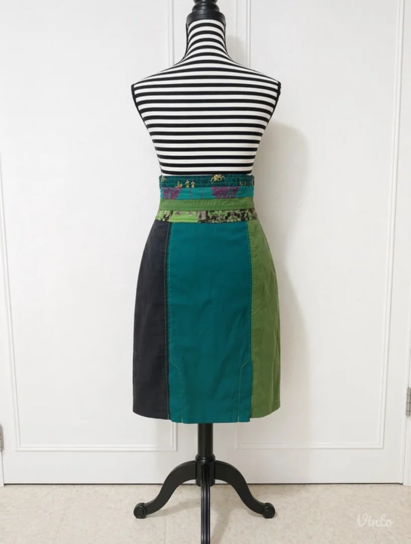 Desigual patchwork suknja L/40 zelena multikolor