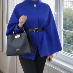 Elegantni kraljevsko plavi ogrtač sa pojasom – chic i moderan stil – univerzalna veličina