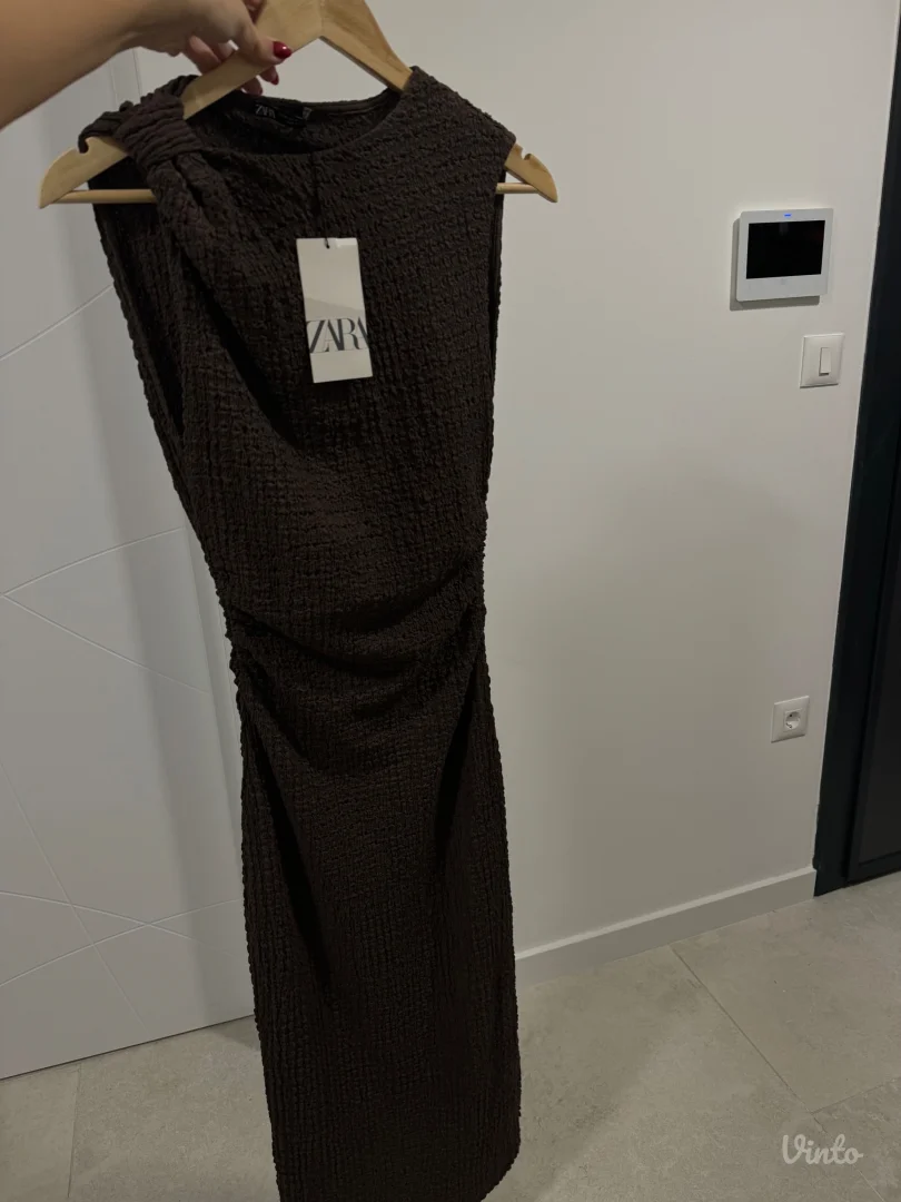 Zara braon duga haljina, M