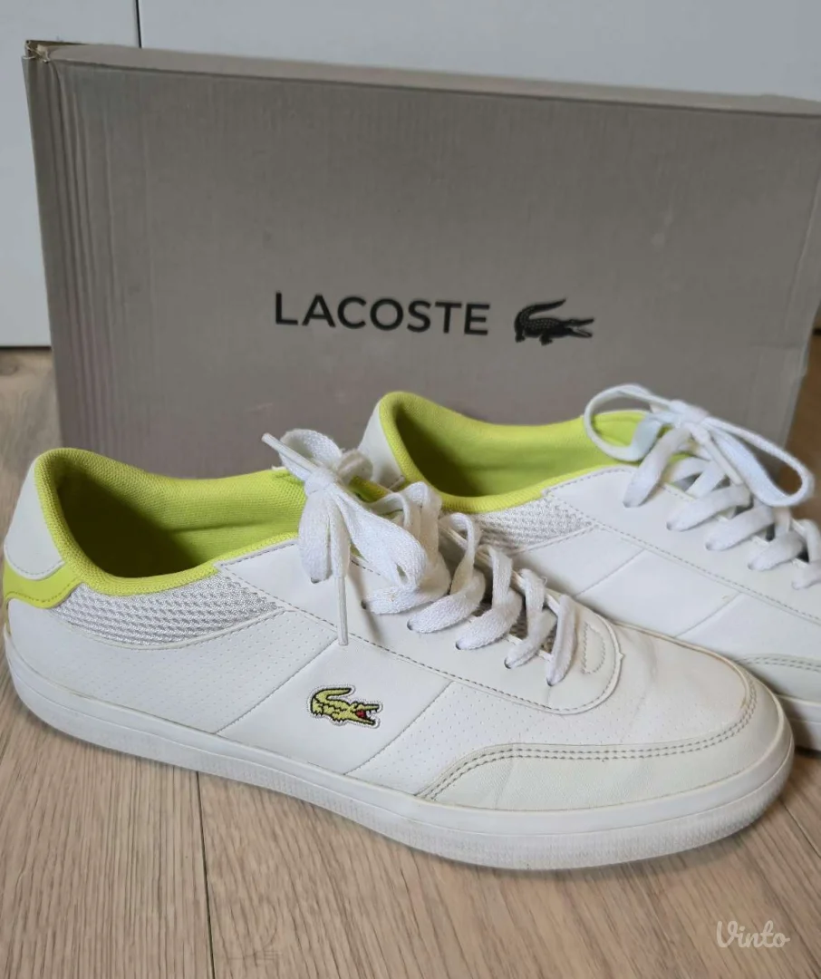 Lacoste bele patike 39 sa zelenim detaljima