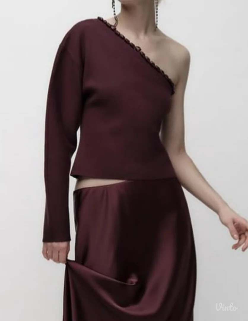Zara burgundy bluza sa perlama