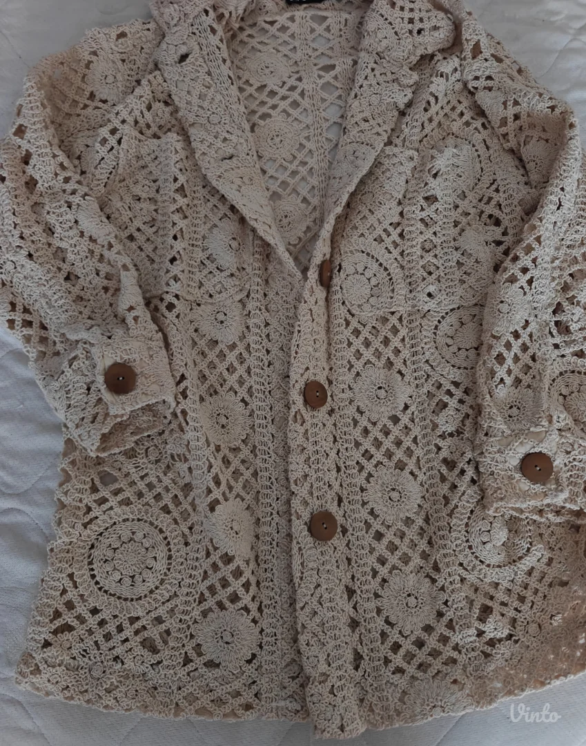 Zara Ecru crochet jakna/kosulja