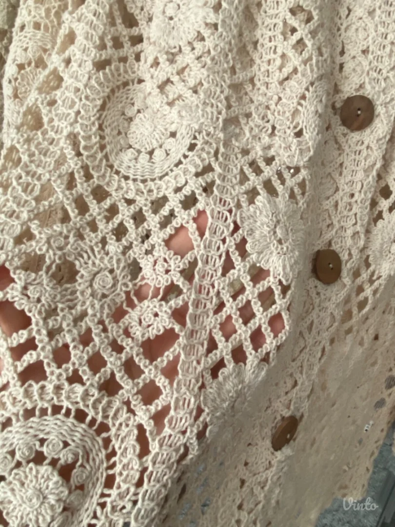 Zara Ecru crochet jakna/kosulja