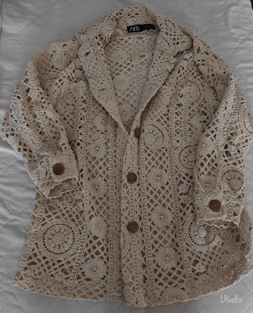 Zara Ecru crochet jakna/kosulja