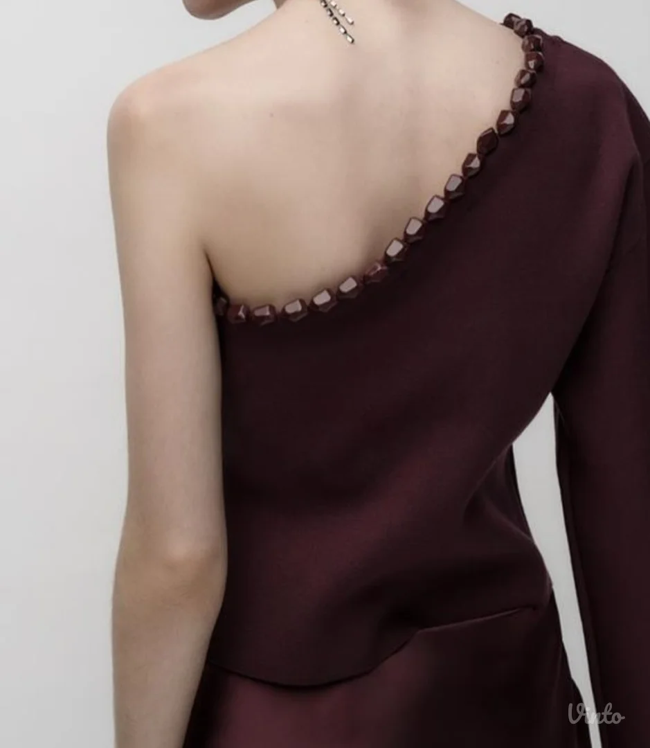 Zara burgundy bluza sa perlama