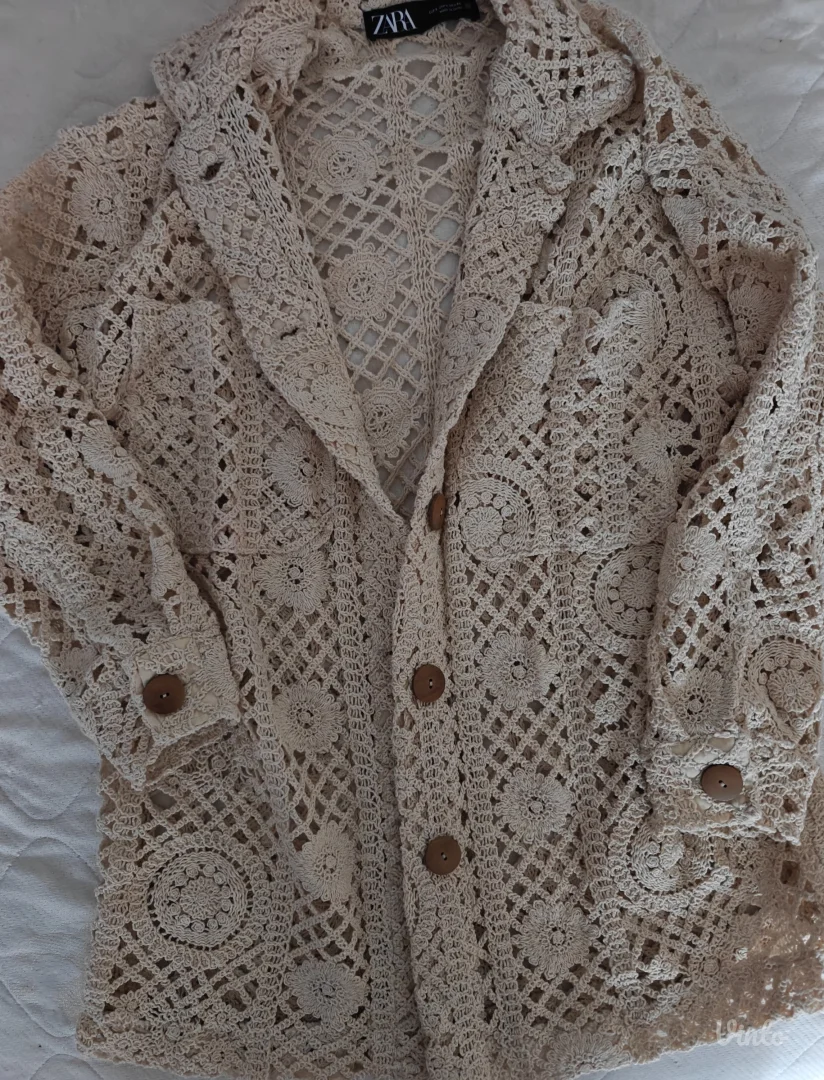 Zara Ecru crochet jakna/kosulja