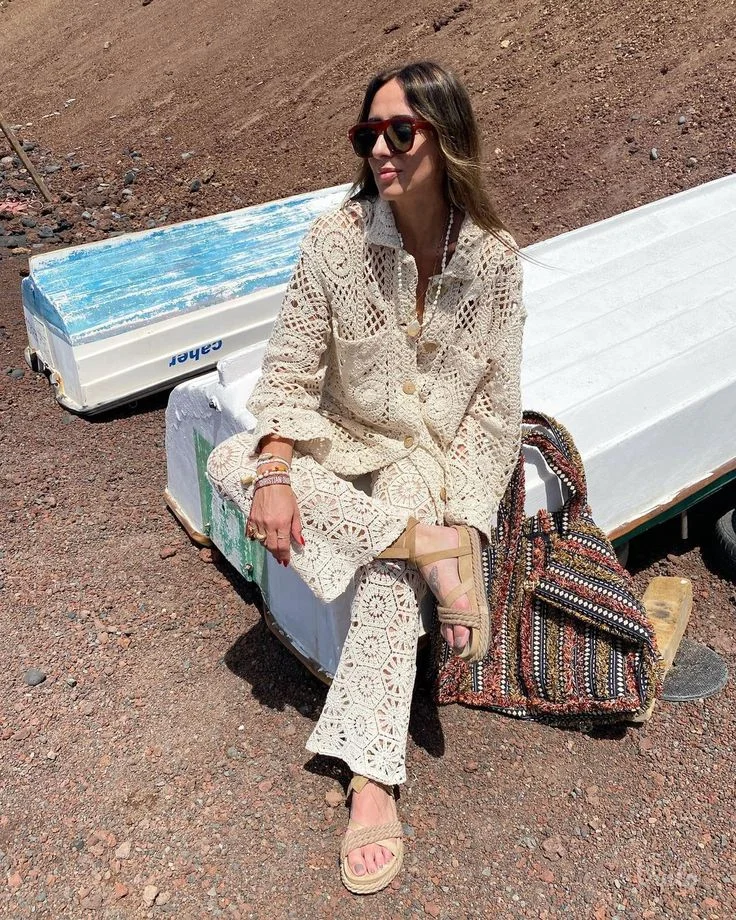 Zara Ecru crochet jakna/kosulja