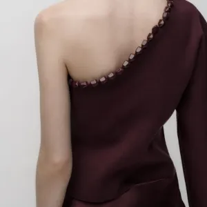 Zara burgundy bluza sa perlama