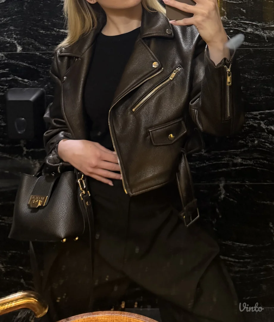 Zara-braon kozna jakna