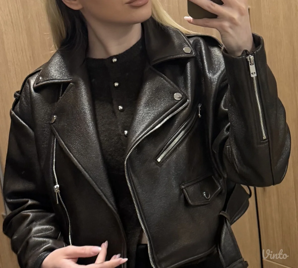 Zara-braon kozna jakna