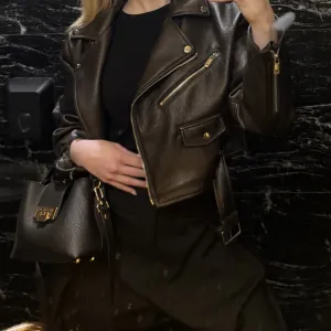 Zara-braon kozna jakna