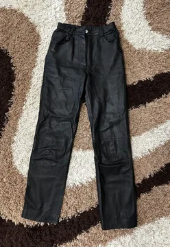 Crne pantalone od prave kože