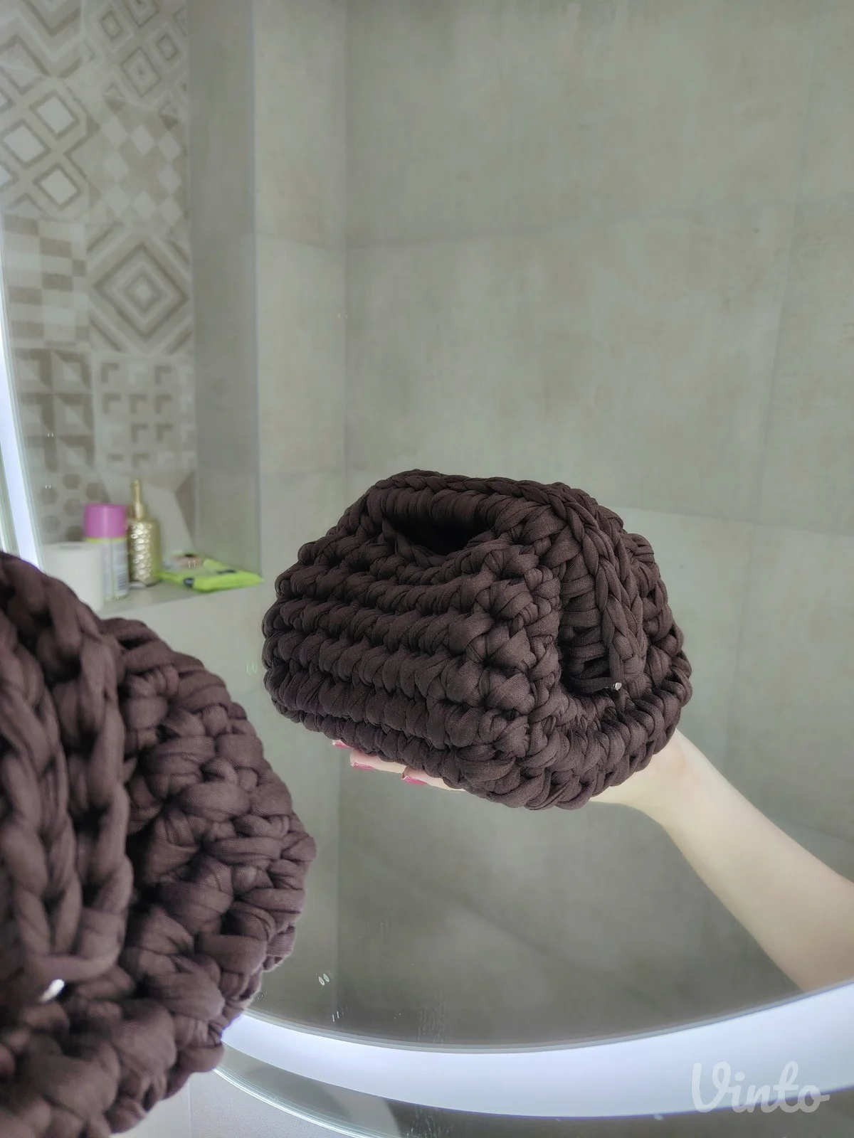 Mini clutch torbica tamno braon