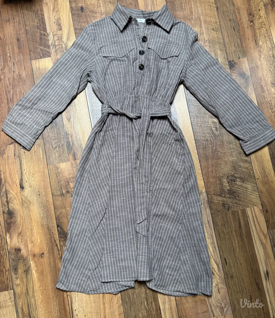 Lanena prugasta haljina