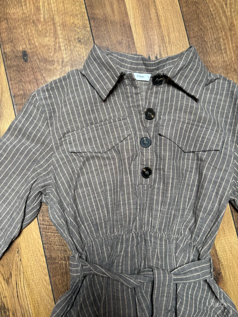 Lanena prugasta haljina