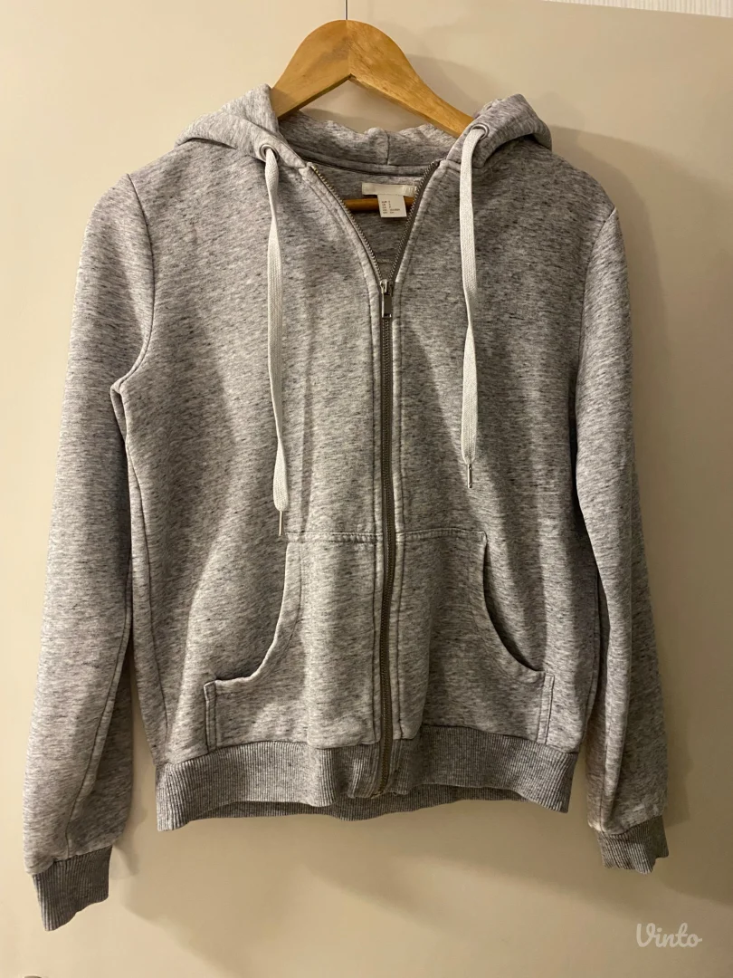 Ženski sivi duks na rajferšlus, H&M, S veličina