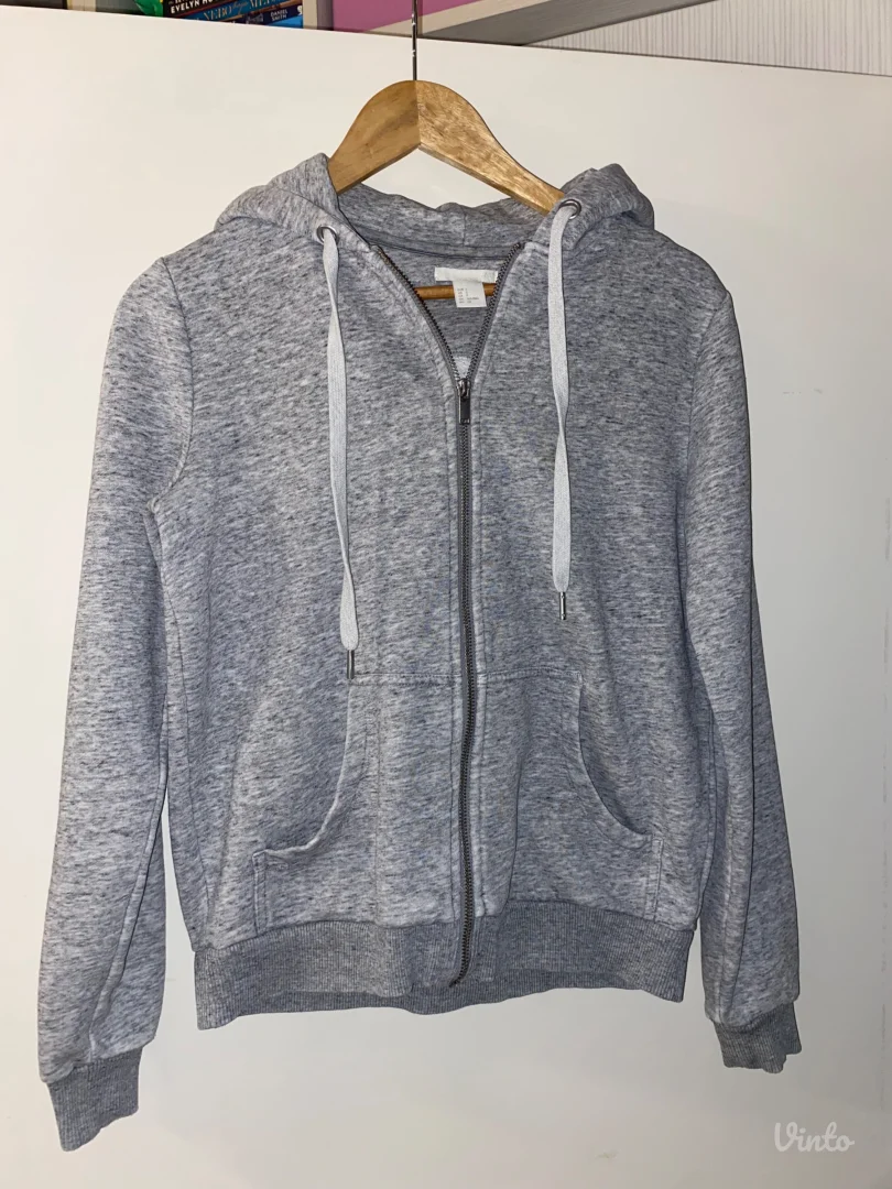 Ženski sivi duks na rajferšlus, H&M, S veličina