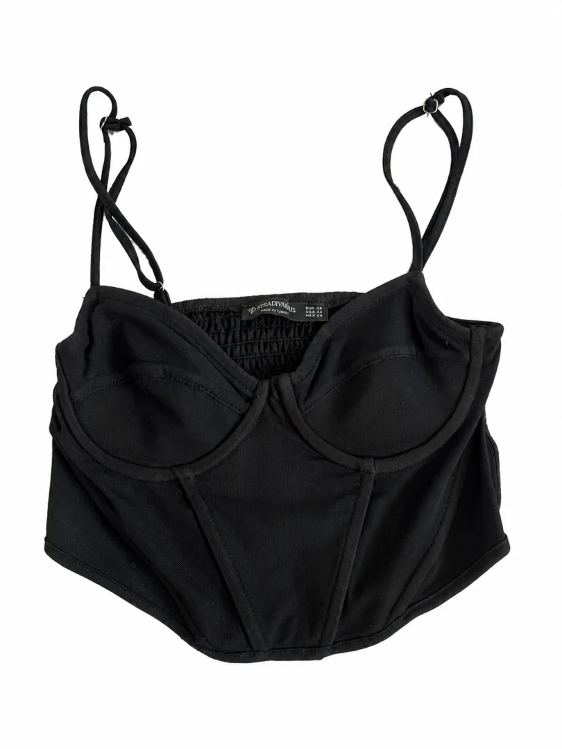 Stradivarius - crni crop top corset