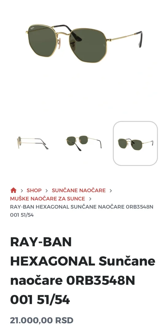 RAY-BAN HEXAGONAL Sunčane naočare