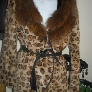 Animal print bunda, pravo krzno