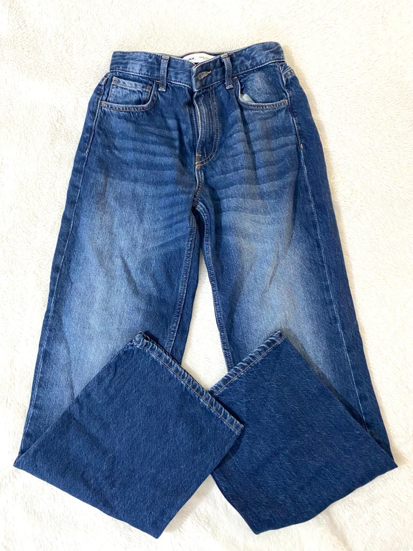 BERSHKA Straight Wide Leg Farmerke